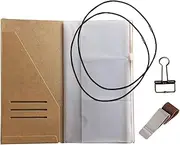Travelers Notebook Accessories Kit - Kraft File Folder, Zipper Case, Pen Holder, Binder Clip and 2 Elastic Bands