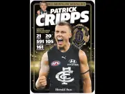 LAMINATED big 420mm BROWNLOW MEDALLIST PATRICK Cripps POSTER,AFL CARLTON BLUES 1