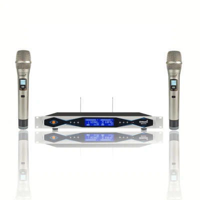 2CH UHF Handheld Wireless Microphones System 2 Channel Frequency Karaoke Mics