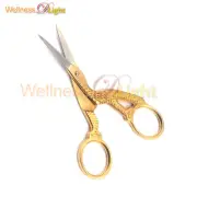 New 3 1/2" Pro Quality Stork Embroidery Scissors - Gold Plated