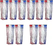 Cabilock 5sets 2pcs Tinsel Foil Fringe Curtains Decor for July Memorial Day USA Party Versatile Backdrop for Doorways Windows and Table Skirts 2pcs*5