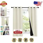 Elegant Beige Blackout Curtains - Soundproof Thermal Insulation, Set of 2 Panels