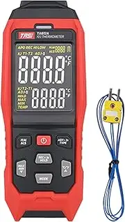 TASI TA612C Thermocouple Thermometer Type K/J with 4 Channels -200~1372℃/ -328~2501℉ Digital LCD Handheld Temperature Meter 5000 Groups Data Storage with USB Data Upload and Real-time Measurement