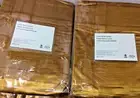 West Elm Two (2) Luster Velvet Curtains 48x96 Golden Oak NEW Unlined