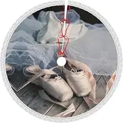 [EdWal] Comfortable Ballet Shoe print Winter Holiday Decor Tree Skirt with Tassel for Farmhouses Home Party Accessories