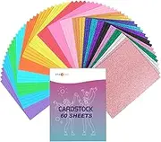 HTVRONT Colored Cardstock Paper Bundle, 60 Sheets 20 Colors, Glitter Cardstock and Colored Card Stock 8.5 x 11in, Thick Glitter Cardstock for Cricut Machine, Christmas Birthday Wedding Party Decor