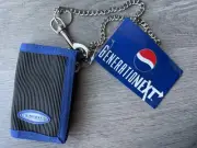 90’s Vintage Pepsi Wallet Chain New Trifold Blue Black Pepsi Cola