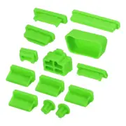 65pcs Laptop Port Duct Cover 13 Types Plugs Caps USB/VGA/Audio Jack/SD, Green