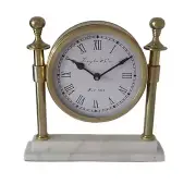 Doyle & Co * ONLY 1 LEFT * Gold Column Clock with Marble base HAMPTONS DECOR