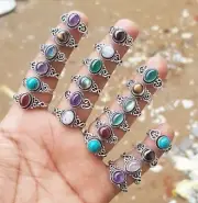 Unique Mix Gemstone 10Pcs Rings Lot /Antique Style Rings/Gift For Loved Ones~