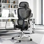 LarkLeaves 4D-Armrest Office Chair, High Back Gaming Chair with Lumbar Support, Ergonomic Office Chair with Adjustable Headrest, Computer Desk Chair with Mesh Backrest for Office & Home Use, Black