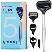 Derma Roller Kit for Hair Beard Face Body Scalp 5-in-1 0.25mm Titanium Microneedle Roller Ice Roller Steel handle