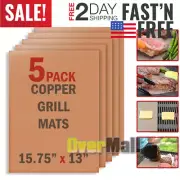 Grill Mat Set of 5 Non-Stick BBQ Grill Baking Mats, Reusable Grilling BBQ Tool