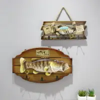 在飛比找樂天市場購物網優惠-地中海3D立體實木掛牌創意歐式鑰匙掛鉤木質海洋魚掛件墻壁裝飾