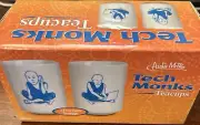 Archie McPhee Accoutrements Tech Monks Teacups Set of 2 Brand New in Box