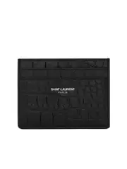 Saint Laurent Card Case in Crocodile Embossed Leather