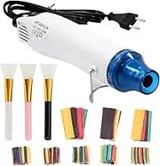 ZJRung Mini Heat Gun EU Handheld Heat Gun with Heat Shrink Tube Hot Air Blower Accessories for DIY Acrylic Resin Craft Shrink Film Drying Colour 300 W 220 V White