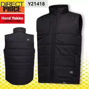 Hard Yakka Vest Black Mens Winter Warm zip Puffer with Pocket NEW Y21418