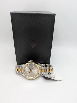Nixon Optimist A1342 Womens Silver Gold Dual Tone Round Analog Wristwatch