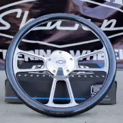 14" Billet Steering Wheel for Chevy - Carbon Fiber Wrap + Chevy Horn Button