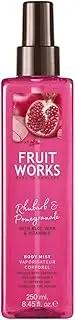 Fruit Works Rhubarb & Pomegranate Cruelty Free & Vegan Body Mist With Natural Extracts 1x 250ml
