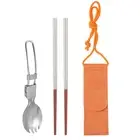 2 In 1 Spoon Fork Chopsticks Dinnerware Set Portable Outdoor Travel Flatware Set