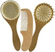 JOINPAYA Infant Hair Brush Set Baby Wool Brush Wooden Comb Gentle Scalp Massage for Newborns Baby Shower