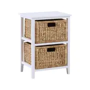 Design Square Rory Side Table With 2 Woven Baskets White