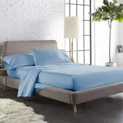 Single Size Sky Color 1000TC 100% Cotton Fittd Sheet Flat Sheet Pillowcase Set