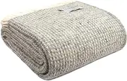 EXTRA LARGE Tweedmill Textiles 100 Percent Pure New Wool Waffle King Size Blanket Throw (Silver Grey & Cream), 140 x 240 cms