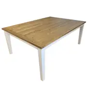 Leura Belle Large Rustic 210Cm X 150Cm Indoor Timber Dining Table - Distressed White Honey top