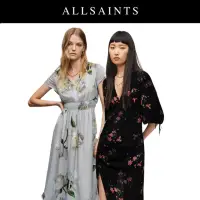 在飛比找momo購物網優惠-【ALLSAINTS】人造絲印花優雅長版洋裝 WD318X(