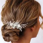 Latious Bridal Hair Comb Silver Wedding Hair Accessories Pearl Hair Clips for Women