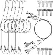 OSALADI 8 Sets Gallery Picture Hanger Hook Picture Rail Hanging System Picture Haning System Hanging Pictures Kit Picture Hanging Kit with Wire Painting Hanging Kit Silver Stainless Steel
