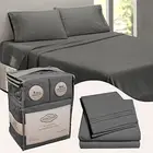 AbeeroHome Grey Sheet Set Deep Pocket and High Thread Count - 1800 Queen Gray