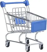 ElgnAura Sturdy Mini Shopping Cart, Versatile Mini Supermarket Handcart, Ideal for Organizing Home Kitchen Office Accessories, Blue Cart for a Chic Look