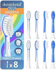 [demirdental] Kids Toothbrush Heads Compatible with Philips Sonicare Kids Toothbrush Heads - Replacement Heads Sensitive - Brush Heads from Ages 7 to 10 - Dark Blue - Replaces HX6048-8 Pack