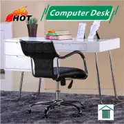 New White Hi High Gloss Workstation Work Computer Reception Desk w/3 Drawers