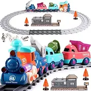 Train Set for Toddlers, Vingtank Kids Toy Trains & Train Sets for 3 4 5 6 Year Old Boys Gifts 4Pcs Trucks Toy Car for Boys Toys 3-5 Toddler Toys with Light & Music Ideal Gifts for Boys Girls