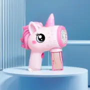 Unicorn Electric Bubble Gun Toy Automatic Bubble Machine Gun for Kids (Pink) AU