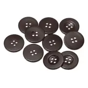 10pcs Resin Sewing Buttons 1" Round Flat 4-Hole Craft Buttons, Dark Brown