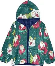 [GuoChe] Boy Hooded Fleece Jacket Christmas Cute Santas Snowmen Trees Dark Green Toddler Girl Coat Navy Blue Baby Zip Up Hoodie, Christmas Cute Santas Snowmen Trees Dark Green, 5 Years