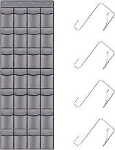 Teikou 28 Mesh Pockets Hanging Shoe Organizer, Over the Door Shoe Organizer，Closet Storage Holder for Back of Door Storage Holder for Back of Door(Grey)