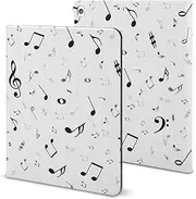 iPad 9th Generation Case, iPad Air 5th Generation Case, Black White Music Notes Print iPad Pro 11 Inch iPad Case 10.2 Case 10.9 Case with Pencil Holder & Stand (TPU Leather)