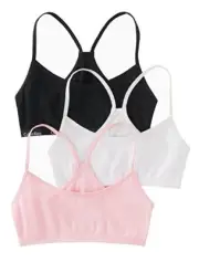Calvin Klein Big Girls' 3 Pack Racerback Crop Bra, White/Pink/Black, Size S