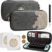 HYPERCASE Carrying Case Compatible with Nintendo Switch/Switch OLED, Tear of The Kingdom Portable Travel Hard Shell for Switch Accessories with Game Card Case, Handle Strap, 2 Thumb Grip Caps, Black