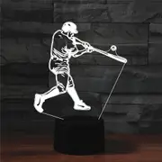 Playing Baseball Shape 3D Colorful LED Vision Light Table Lamp, Charging Touch Version