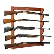 Gun Rack, Wood Gun Rack Wall Mount, Gun Display Rack holds 5 Rifles, Shotgun...