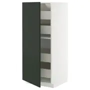 METOD / MAXIMERA high cabinet with drawers, white/Havstorp deep green, 60x60x140 cm