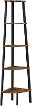 VASAGLE Industrial Bookcase, 5-Tier Corner Shelf, Plant Stand Wood Look Accent Furniture with Metal Frame for Home and Office ULLS35X, Rustic Brown